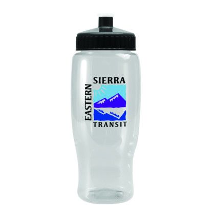 Custom Pedal Pusher 27 oz Recycled Transparent Contour Bottle w/Push-Pull Lid - Clear