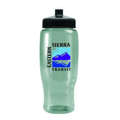 Custom Pedal Pusher 27 oz Recycled Transparent Contour Bottle w/Push-Pull Lid - Glacier Blue