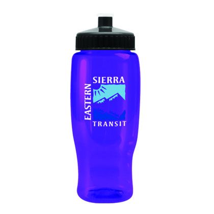 Custom Pedal Pusher 27 oz Recycled Transparent Contour Bottle w/Push-Pull Lid - Transparent Violet
