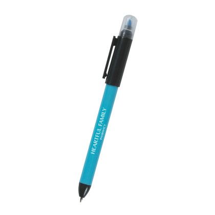 Custom Twin-Write Pen/Highlighter- Blue