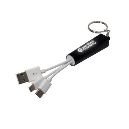 Custom Light Up Your Logo Cable Set - Keychain - Black
