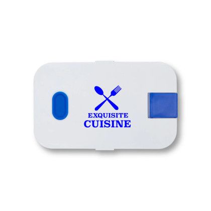 Custom Bento Style Lunch Box - Reflex Blue with white