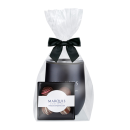 Custom Stemless Wine Tumbler w/ Plastic Liner and Truffle Gift Set - Black 