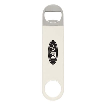 Custom Large Vinyl Coated Stainless Bottle Opener - White
