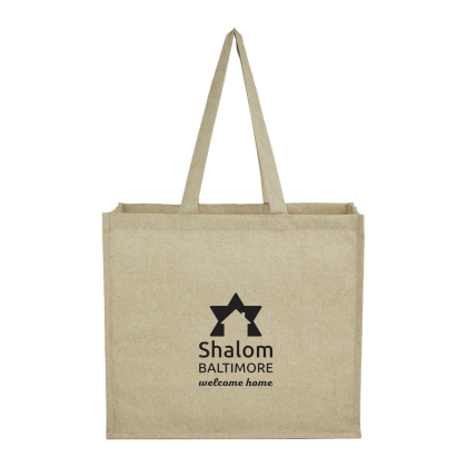 Custom 4 oz Recycled Cotton Shopper Tote with Laminated Interior - Natural 