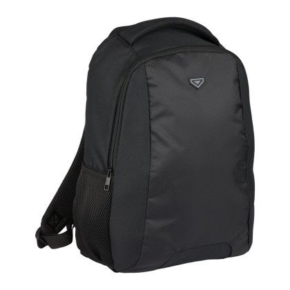 Custom Taylor Recycled 15" Computer Backpack - Black Side View Custom Taylor Recycled 15" Computer Backpack - Black Side View