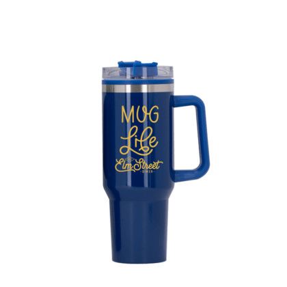 Custom Behemoth 40 oz. Hugo Plastic Interior Stainless Steel Travel Mug - Blue Custom Behemoth 40 oz. Hugo Plastic Interior Stainless Steel Travel Mug - Blue