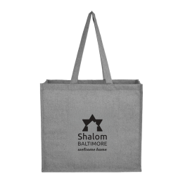 Custom 4 oz Recycled Cotton Shopper Tote with Laminated Interior - Gray Custom 4 oz Recycled Cotton Shopper Tote with Laminated Interior - Gray