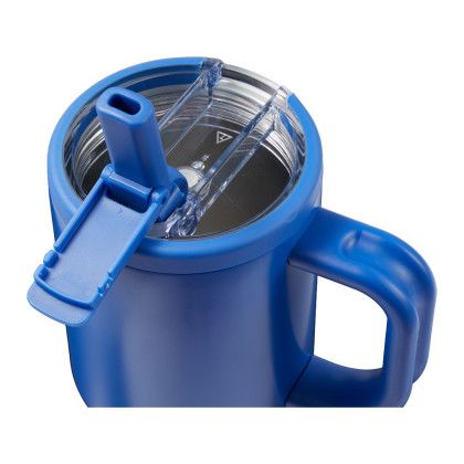 Custom Alpine 30 oz Vacuum Insulated Travel Mug - Bay Blue Open Cap View Custom Alpine 30 oz Vacuum Insulated Travel Mug - Bay Blue Open Cap View