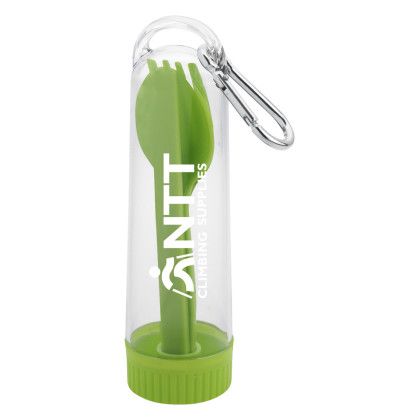 Custom Utensil Kit with Carabiner - Lime Custom Utensil Kit with Carabiner - Lime