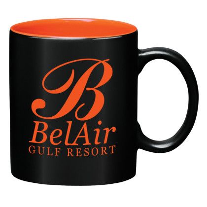 Custom 11 oz. Aztec Mug - Black With Orange Custom 11 oz. Aztec Mug - Black With Orange