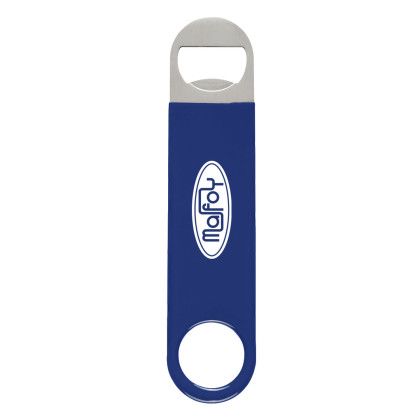 Custom Large Vinyl Coated Stainless Bottle Opener - Blue