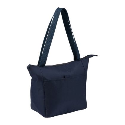 Custom Kade Recycled 6-Can Tote Cooler Lunch Bag - Navy Side View 
