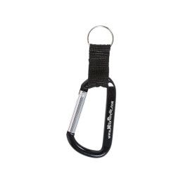 Custom Carabiner w/ Strap and Split Ring - Black