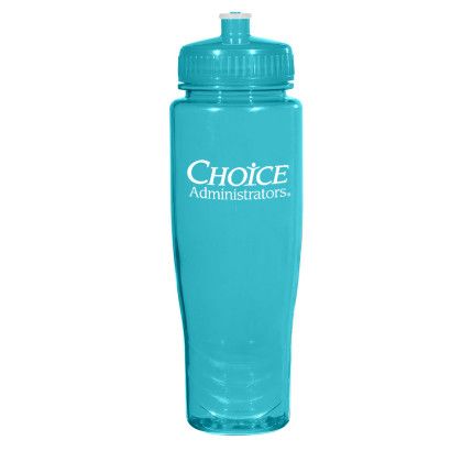 Custom Poly-Clean 28 oz. Plastic Bottle - BPA Free - Translucent aqua