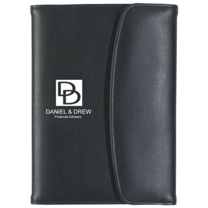Custom Leather Look 5" x 7" Portfolio - Black Front view