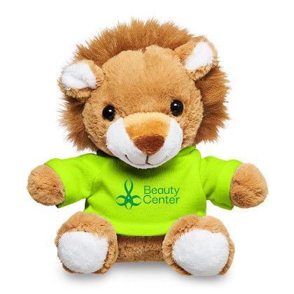 Custom Plush Lion with Customized T-Shirt - 7" Stuffed Animal - Lime green Custom Plush Lion with Customized T-Shirt - 7" Stuffed Animal - Lime green