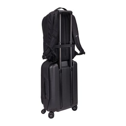 Custom Thule Lumion 28L Recycled 17" Computer Backpack - Black In Use 