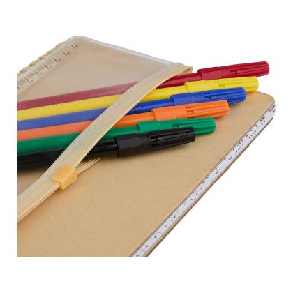 Custom 5" x 7" FSC Mix Doodle Notebook with Markers - Natural In Use 