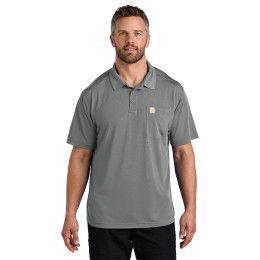 Custom Carhartt Force Snag-Resistant Pocket Polo - Asphalt Grey Front view