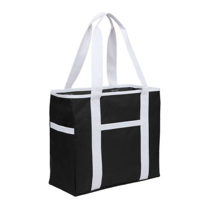 Custom Varsity Club Tote - Black Side View Custom Varsity Club Tote - Black Side View
