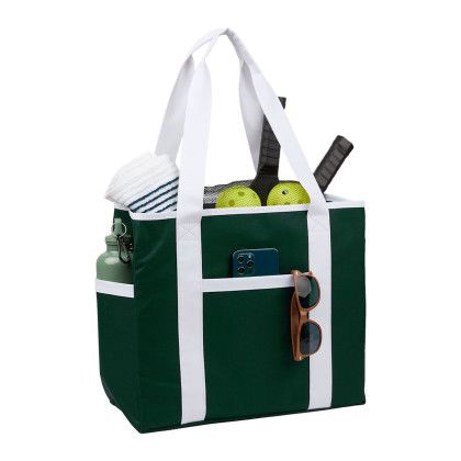 Custom Varsity Club Tote - Green In Use Custom Varsity Club Tote - Green In Use