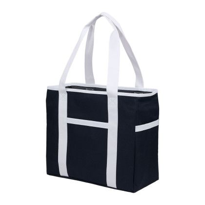Custom Varsity Club Tote - Navy Side View Custom Varsity Club Tote - Navy Side View