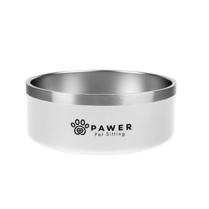Custom 40 OZ. Stainless Steel Pet Bowl - White
