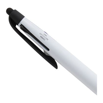 Custom Tri-Color Ink Recycled Stylus Pen - Black Back View 