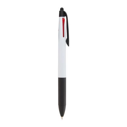Custom Tri-Color Ink Recycled Stylus Pen - Black Side View 