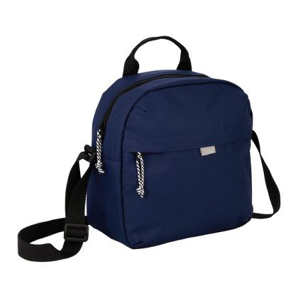 Custom Caribou Recycled 6-Can Lunch Cooler - Navy Side View Custom Caribou Recycled 6-Can Lunch Cooler - Navy Side View