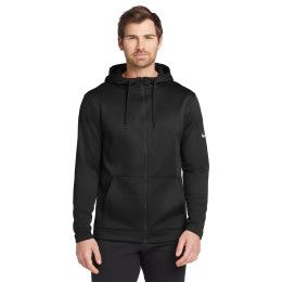 Custom Nike Therma-FIT Full-Zip Fleece Hoodie - Black Front view