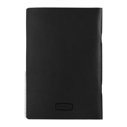 Custom 5.5" x 8" FSC Recycled Mano Slim Meeting Journal - Black Back View 