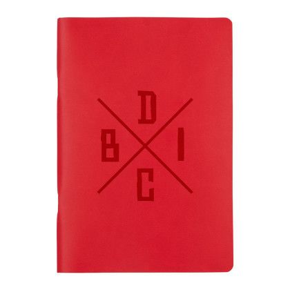 Custom 5.5" x 8" FSC Recycled Mano Slim Meeting Journal - Red