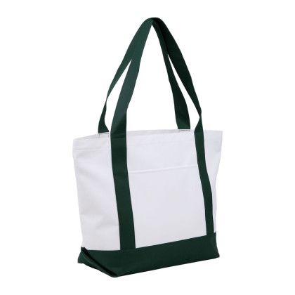Custom Oversized Recycled Canvas Tote Bag - Green Side View Custom Oversized Recycled Canvas Tote Bag - Green Side View