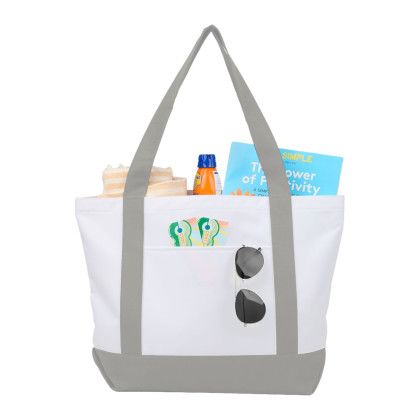 Custom Oversized Recycled Canvas Tote Bag - Gray Lifestyle View Custom Oversized Recycled Canvas Tote Bag - Gray Lifestyle View