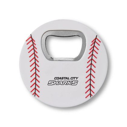 Custom Baseball Bottle Opener - White Custom Baseball Bottle Opener - White