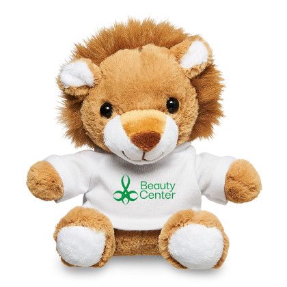 Custom Plush Lion with Customized T-Shirt - 7" Stuffed Animal - White Custom Plush Lion with Customized T-Shirt - 7" Stuffed Animal - White