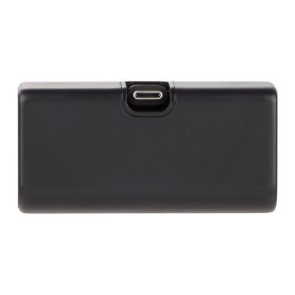 Custom Stay Powered 1200 mAh Power Bank with Type-C Tip - Black Back View 