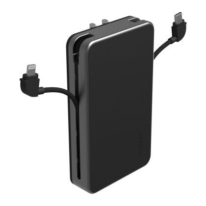 Custom mophie Powerstation Plus Ultra 10,000 mAh Power Bank with AC Plug - Black Side View 