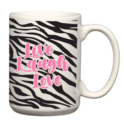 Custom Full Color Imprint 15 oz Mug - Zebra