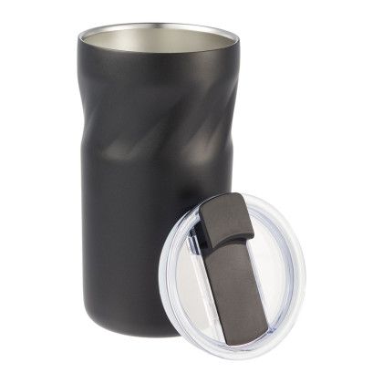 Custom Thalia 16 oz Vacuum Insulated Tumbler - Black Open Cap View 