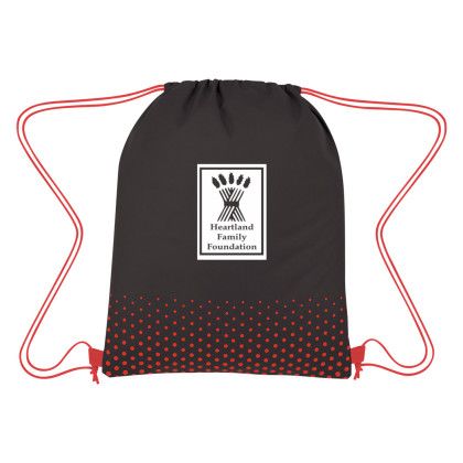 Custom Connect The Dots Non-Woven Drawstring Bag - Black with red