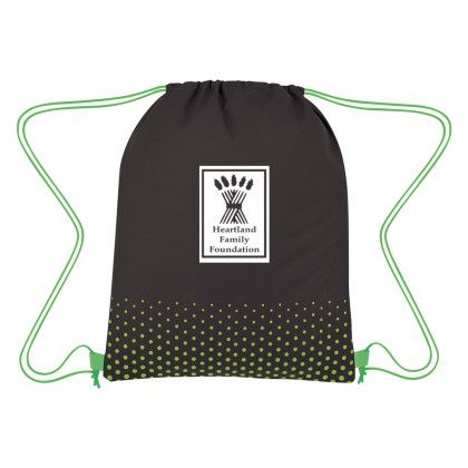 Custom Connect The Dots Non-Woven Drawstring Bag - Black with green