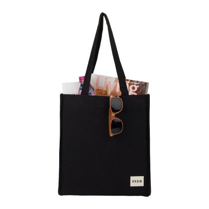 Custom FEED Organic Cotton Book Tote - Black Lifestyle View 