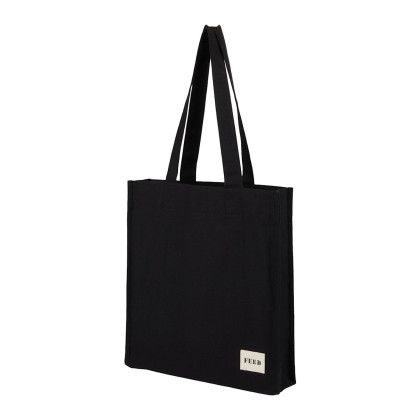 Custom FEED Organic Cotton Book Tote - Black Side View 