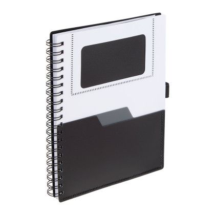 Custom 5" x 7" FSC Recycled Stash Spiral Notebook - Black Side View 