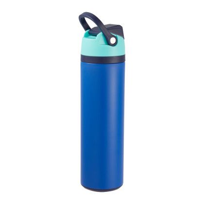 Custom Reef 24 oz Vacuum Recycled Stainless-Steel Bottle - Bay Blue Side View 