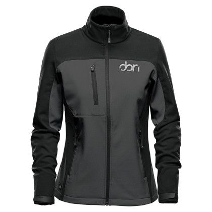 Custom Stormtech Cascades Women's Softshell - Black with dolphin Custom Stormtech Cascades Women's Softshell - Black with dolphin