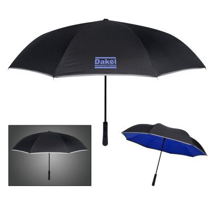 Two Tone Safety Umbrella-44" Arc - Black with Royal Blue